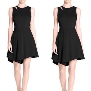 Adelyn Rae Black Asymetrical Ponte dress